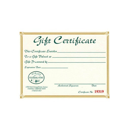 Bob Marriott's Gift Certificates